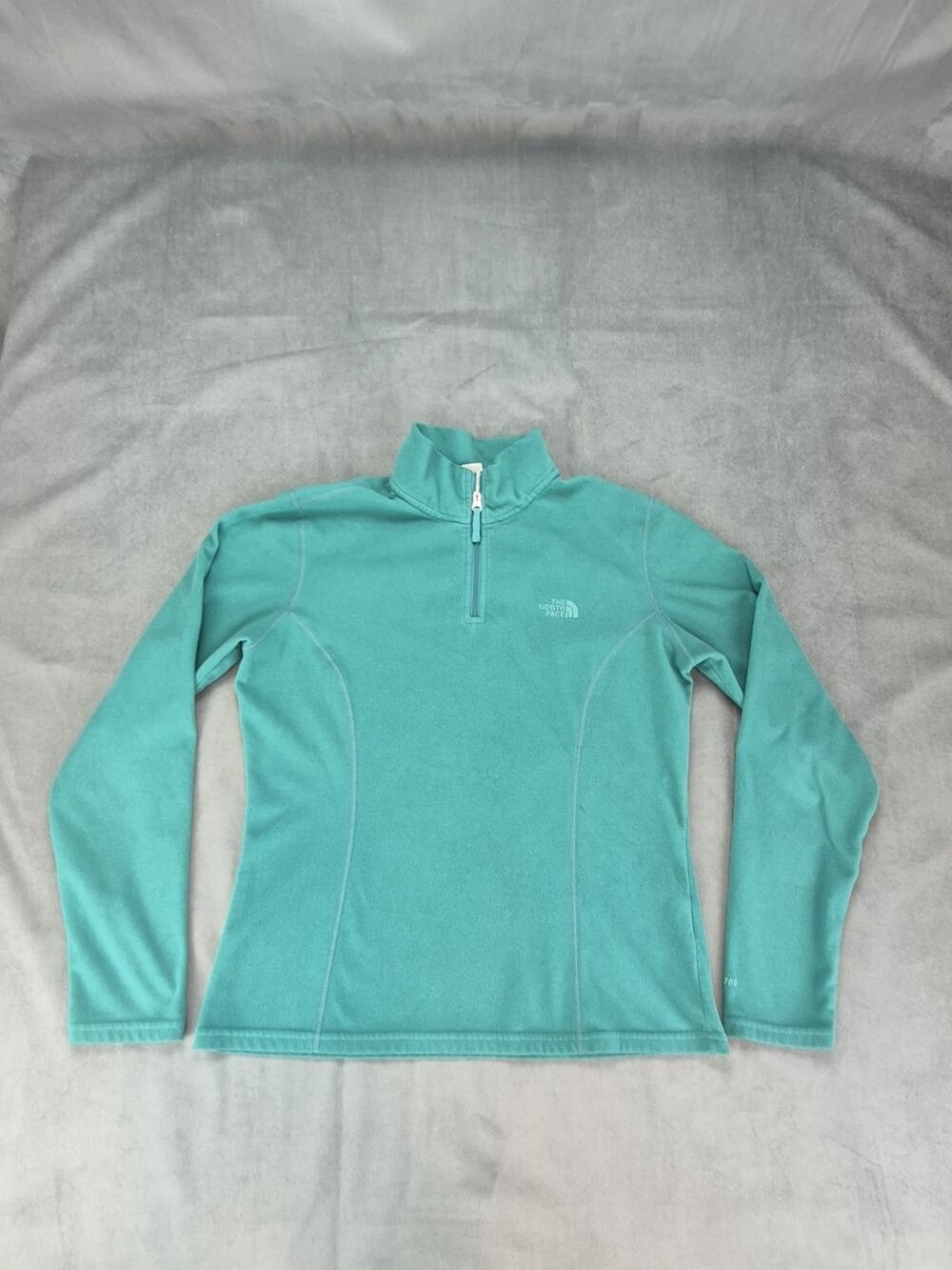 The North Face TKA100 Pullover Fleece Quarter Zip Hiking Womens M Turquoise